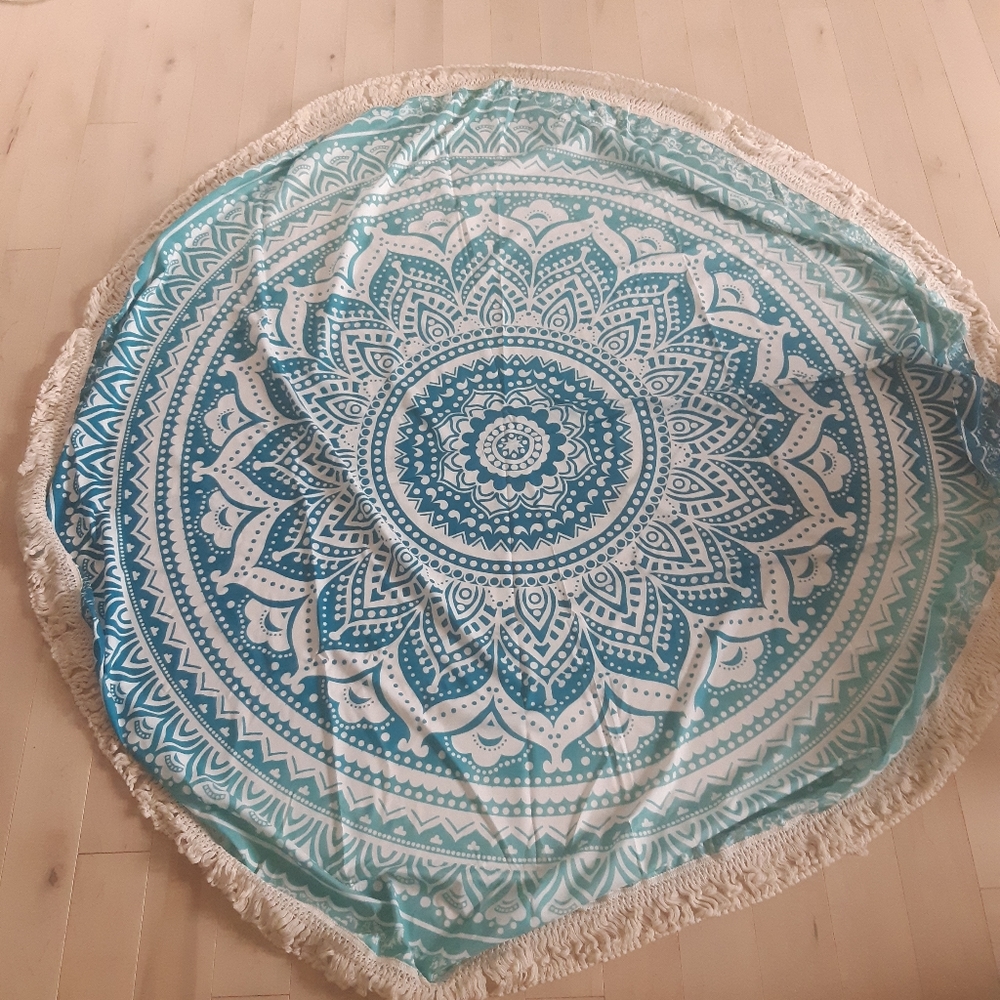 Shein Beach Mat, No Size, Blue and White